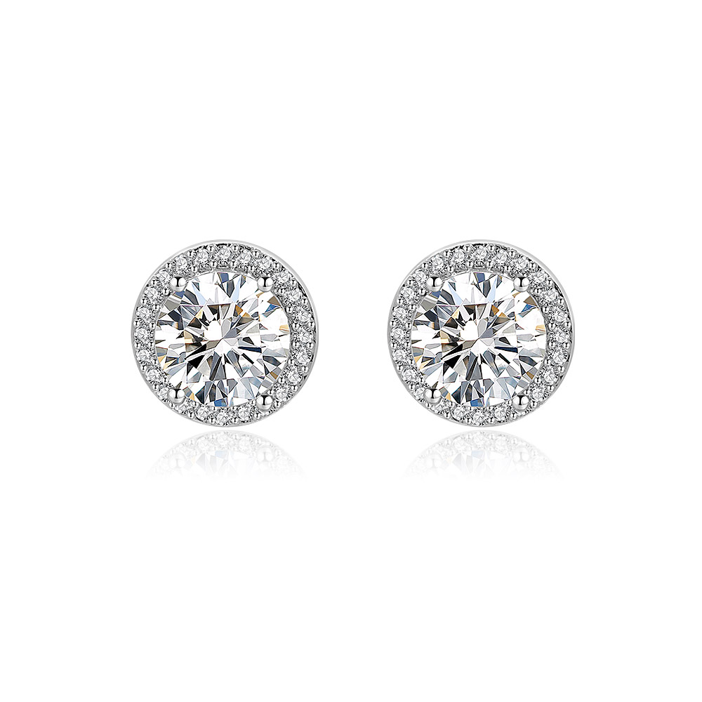 Round Zirconia Cluster Stud Earrings